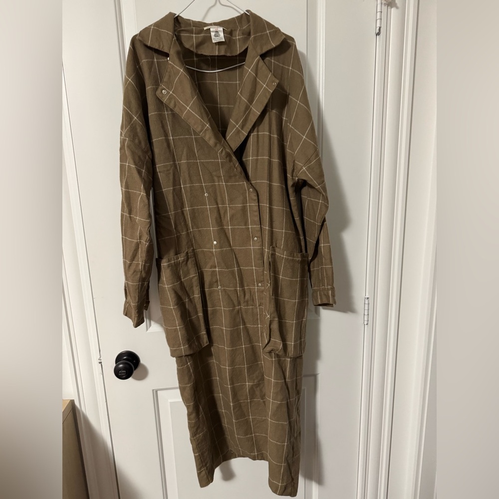 Vintage 100% wool alfred snug Brown Plaid dress